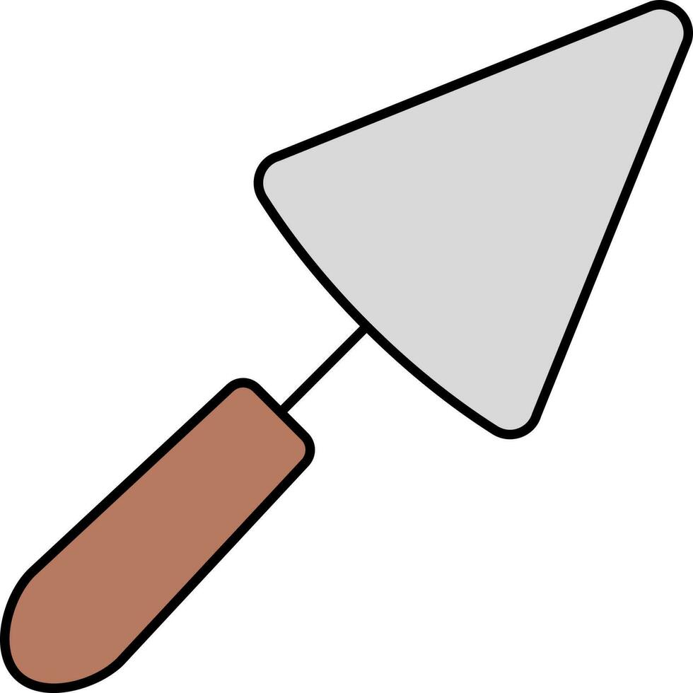 Grey And Brown Trowel Flat Icon. vector