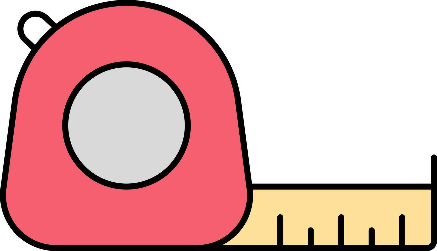 Red And Yellow Measuring Tape Flat Icon. vector