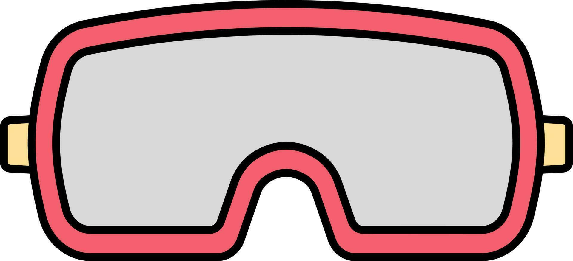 Grey And Red Safety Glasses Flat Icon. vector