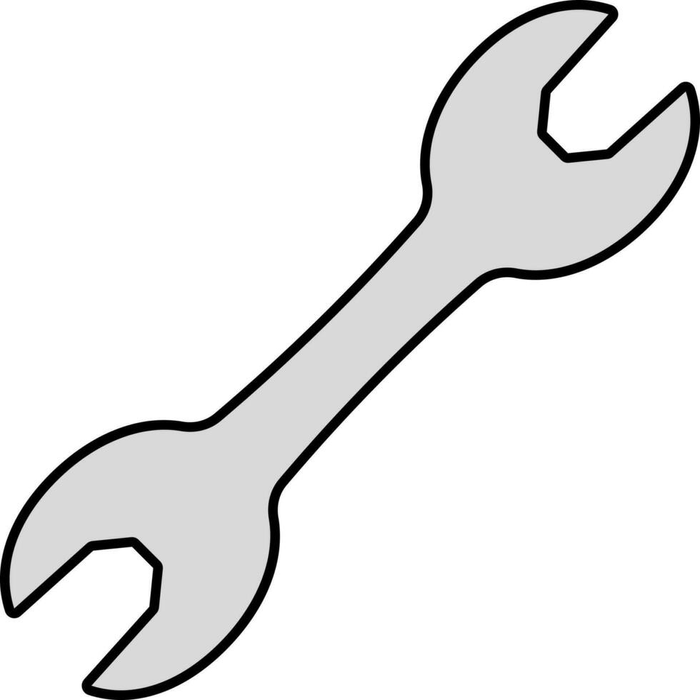 Grey Wrench Icon In Flat Style. vector