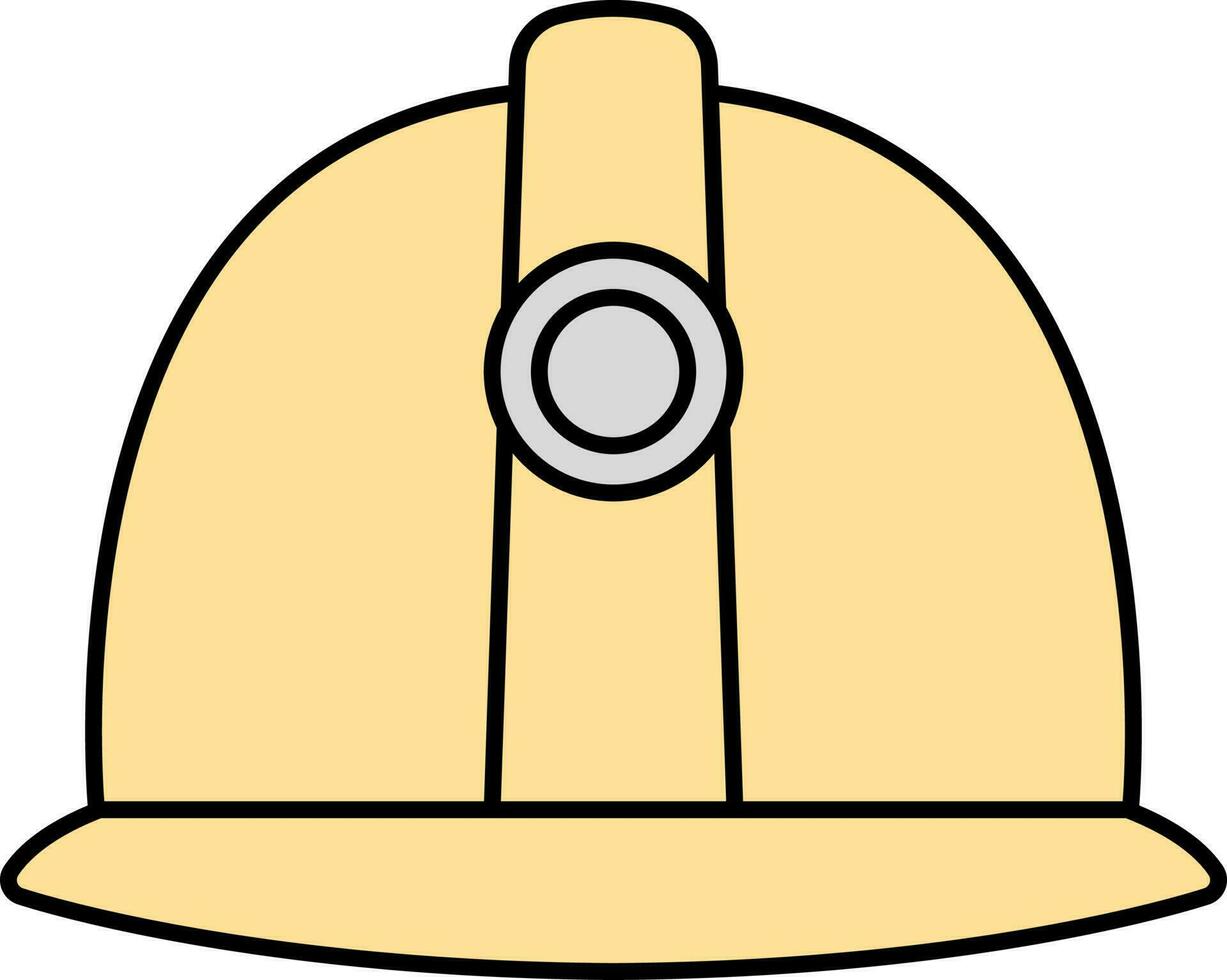 Flat Style Hard Hat Icon In Yellow Color. vector