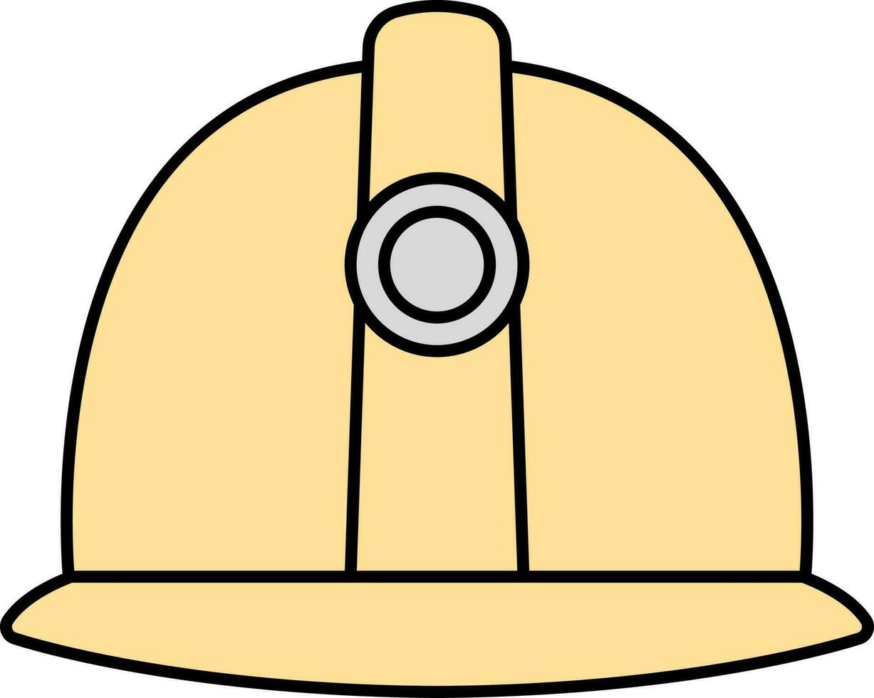 plano estilo difícil sombrero icono en amarillo color. vector