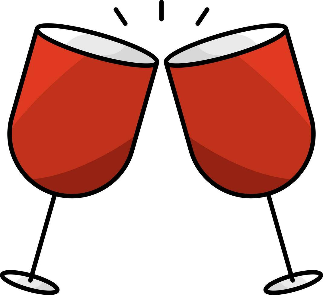 Illustration Of Red Champagne Glasses Icon In Flat Style. vector
