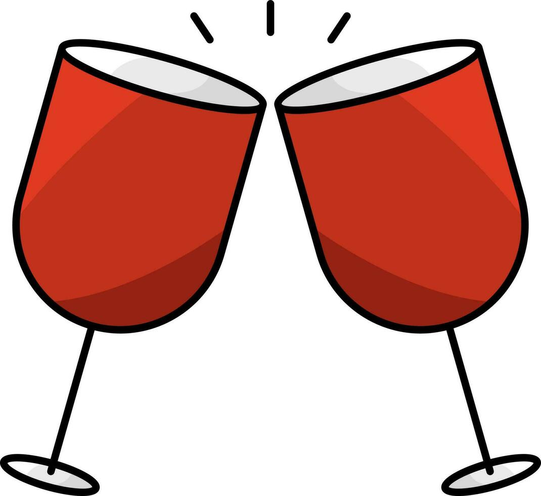 Illustration Of Red Champagne Glasses Icon In Flat Style. vector