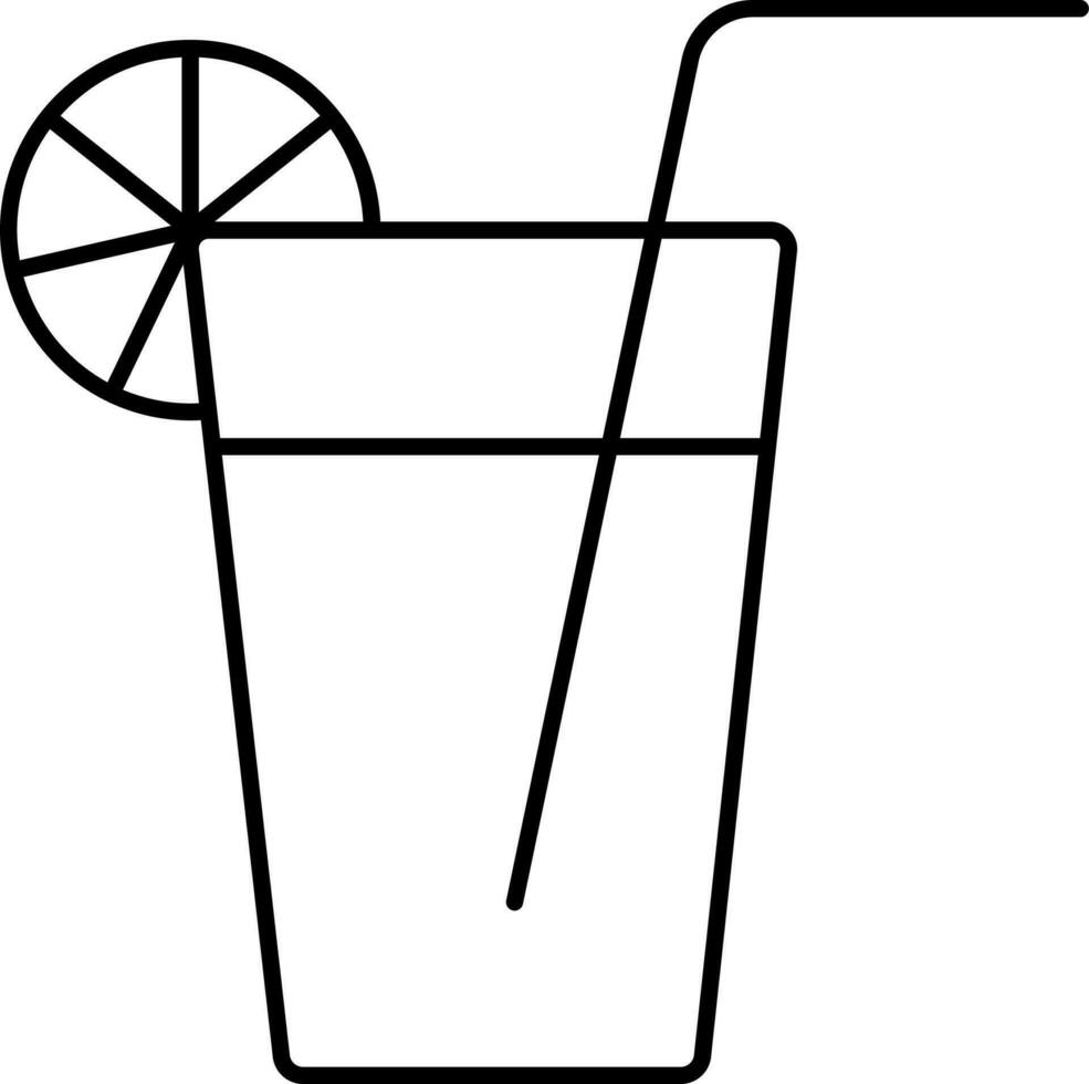 Isolated Lemon Glass Juice Icon In Line Art. vector