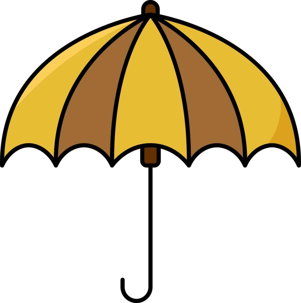 Isolated Umbrella Icon In Brown And Yellow Color. vector