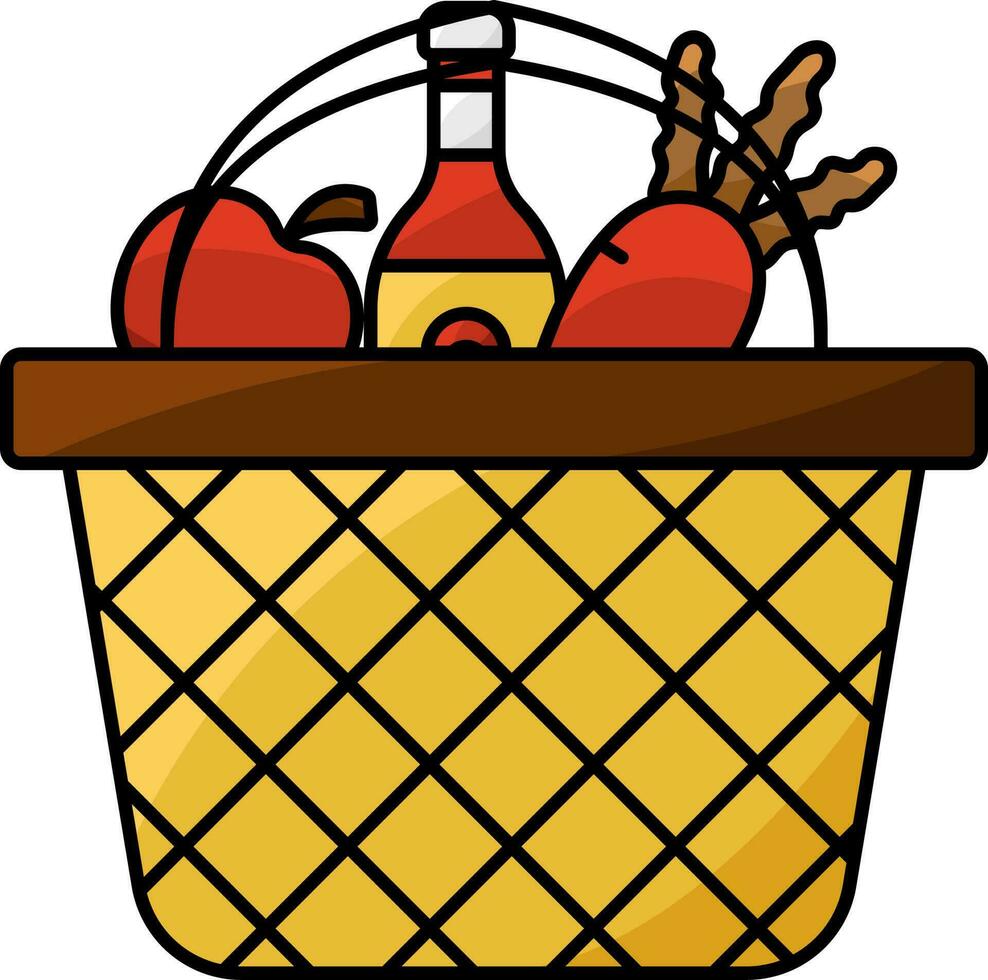 aislado comida cesta icono en plano estilo. vector