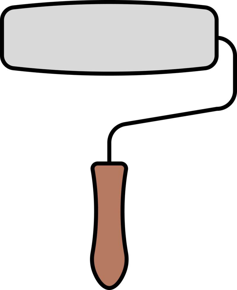 Flat Paint Roller Grey And Brown Icon. vector