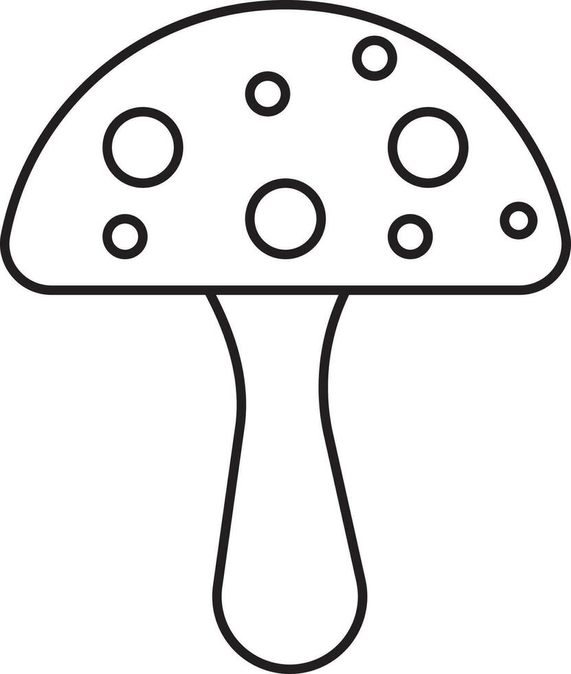 Isolated Mushroom Icon In Black Outline. vector