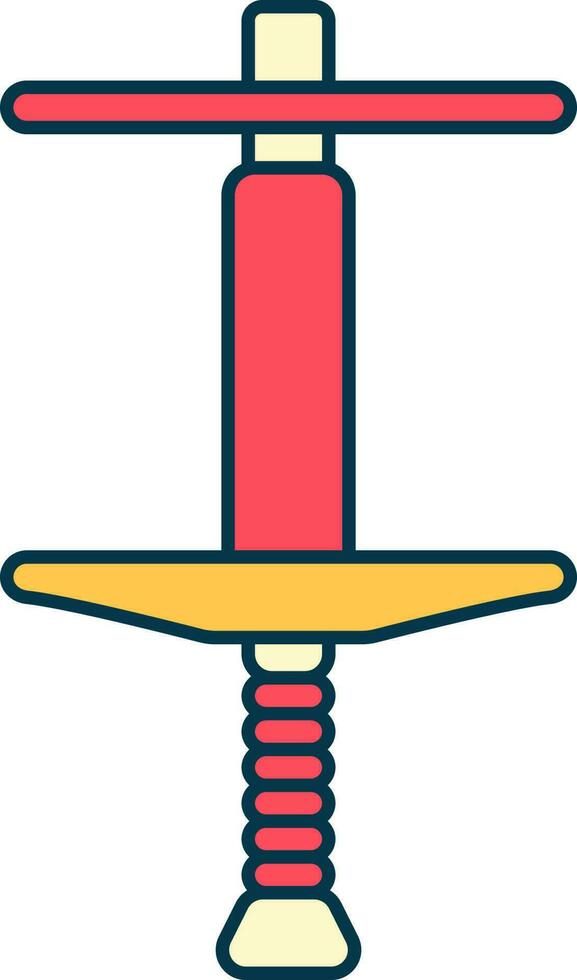 Isolated Pogo Stick Icon In Red And Yellow Color. vector