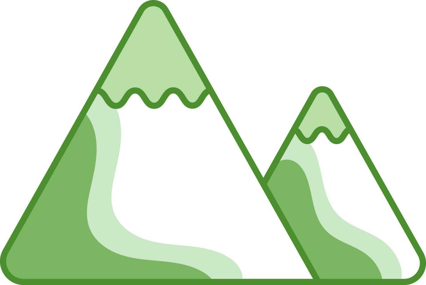 Snow Cover Mountains Green And White Icon. vector