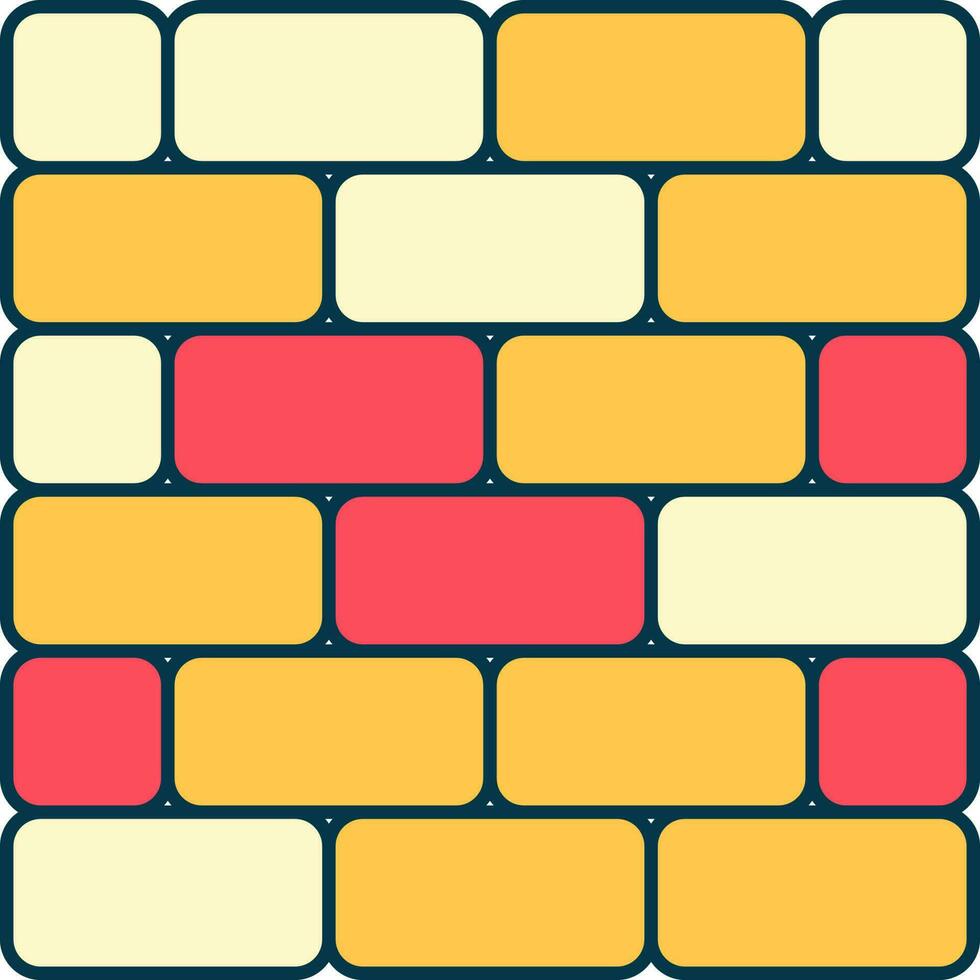 Toy Brick Wall Icon In Red And Yellow Color. vector