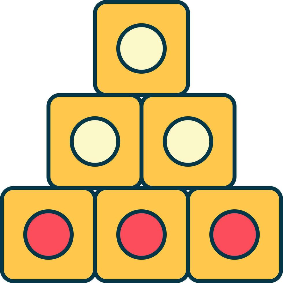 Geometric Toy Cubes Icon In Red And Yellow Color. vector