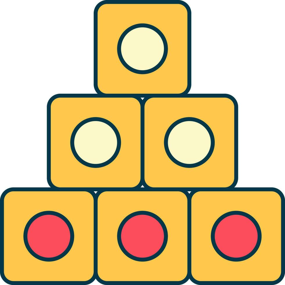 Geometric Toy Cubes Icon In Red And Yellow Color. vector