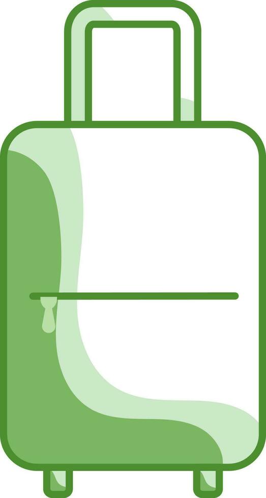 Green And White Wavy Pattern Trolley Bag Flat Icon. vector