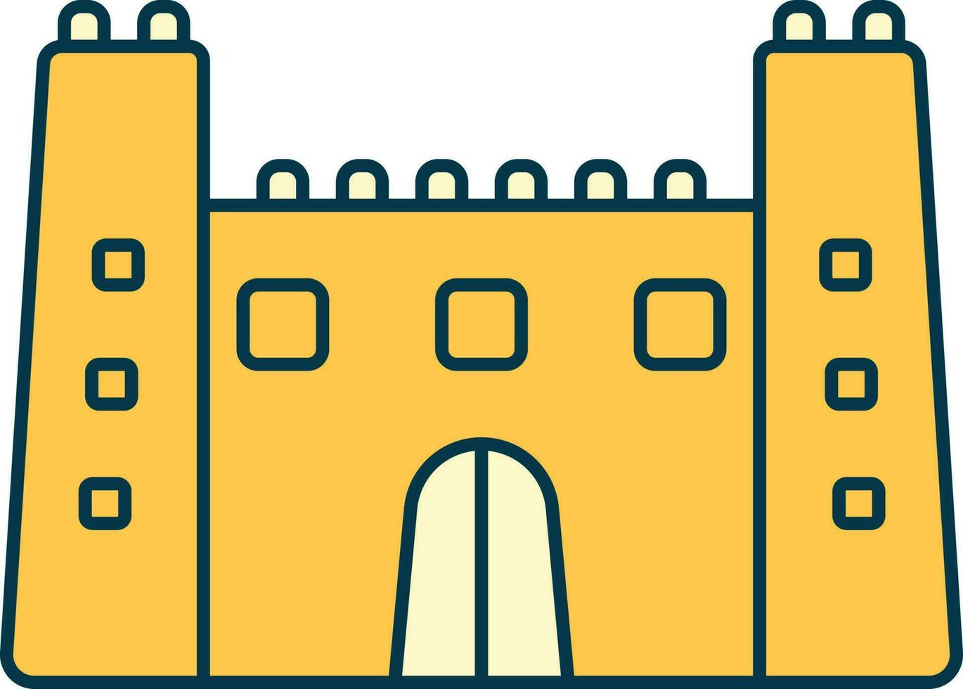 Castle Toy Icon In Yellow Color. vector