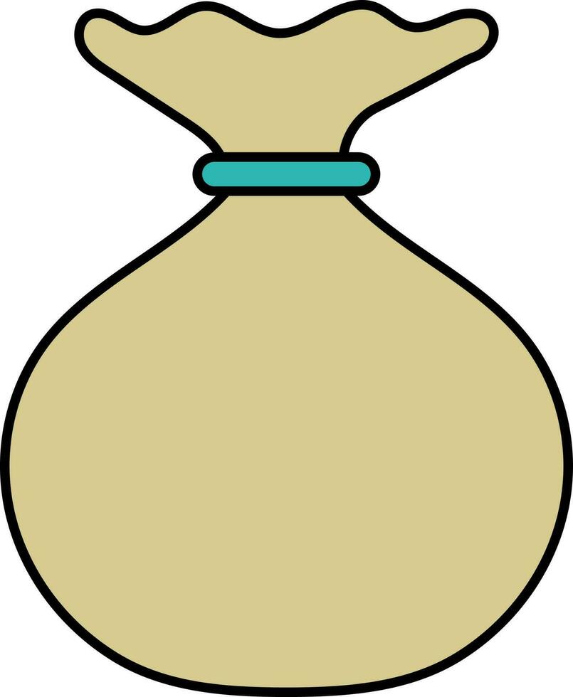 Tied Pouch Bag Flat Icon In Bronze Color. vector