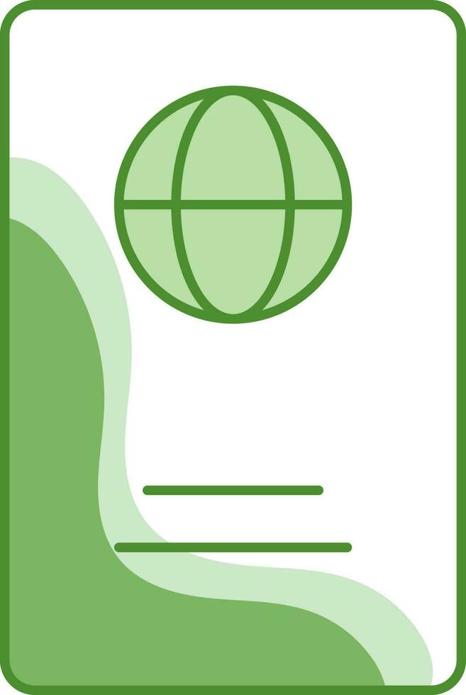 Green And White Passport Icon In Flat Style. vector