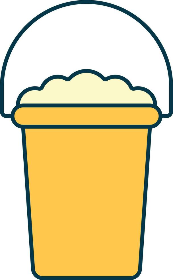 Sand Bucket Icon In Yellow Color. vector