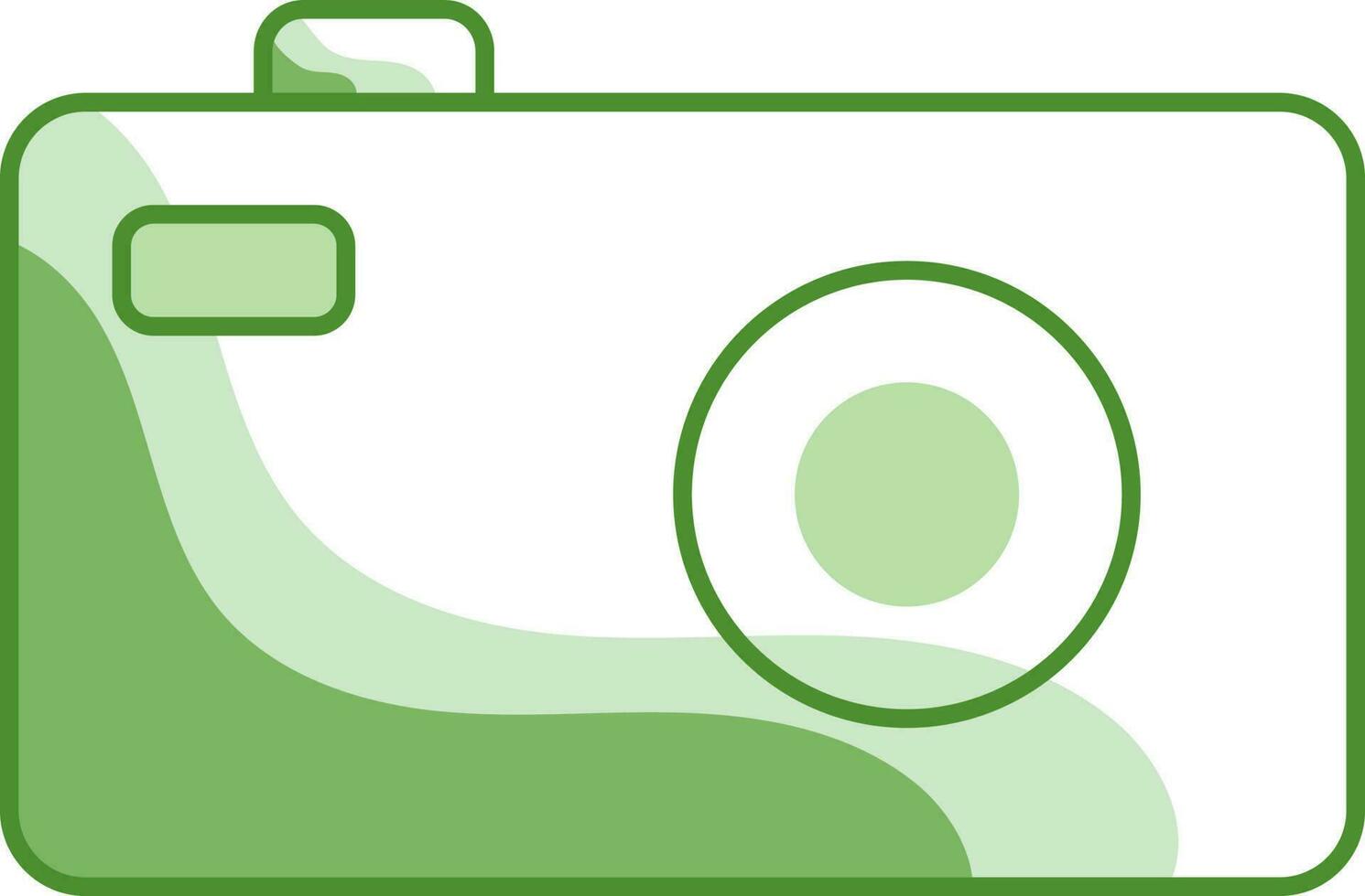 Green And White Beautiful Camera Icon In Flat Style. vector