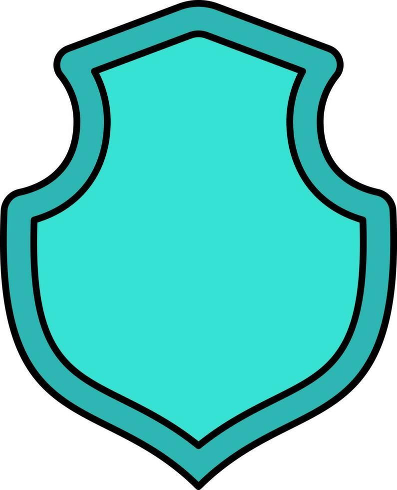 Teal Shield Icon In Flat Style. vector