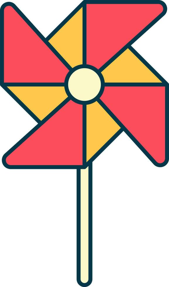 Pinwheel Icon In Red And Yellow Color. vector