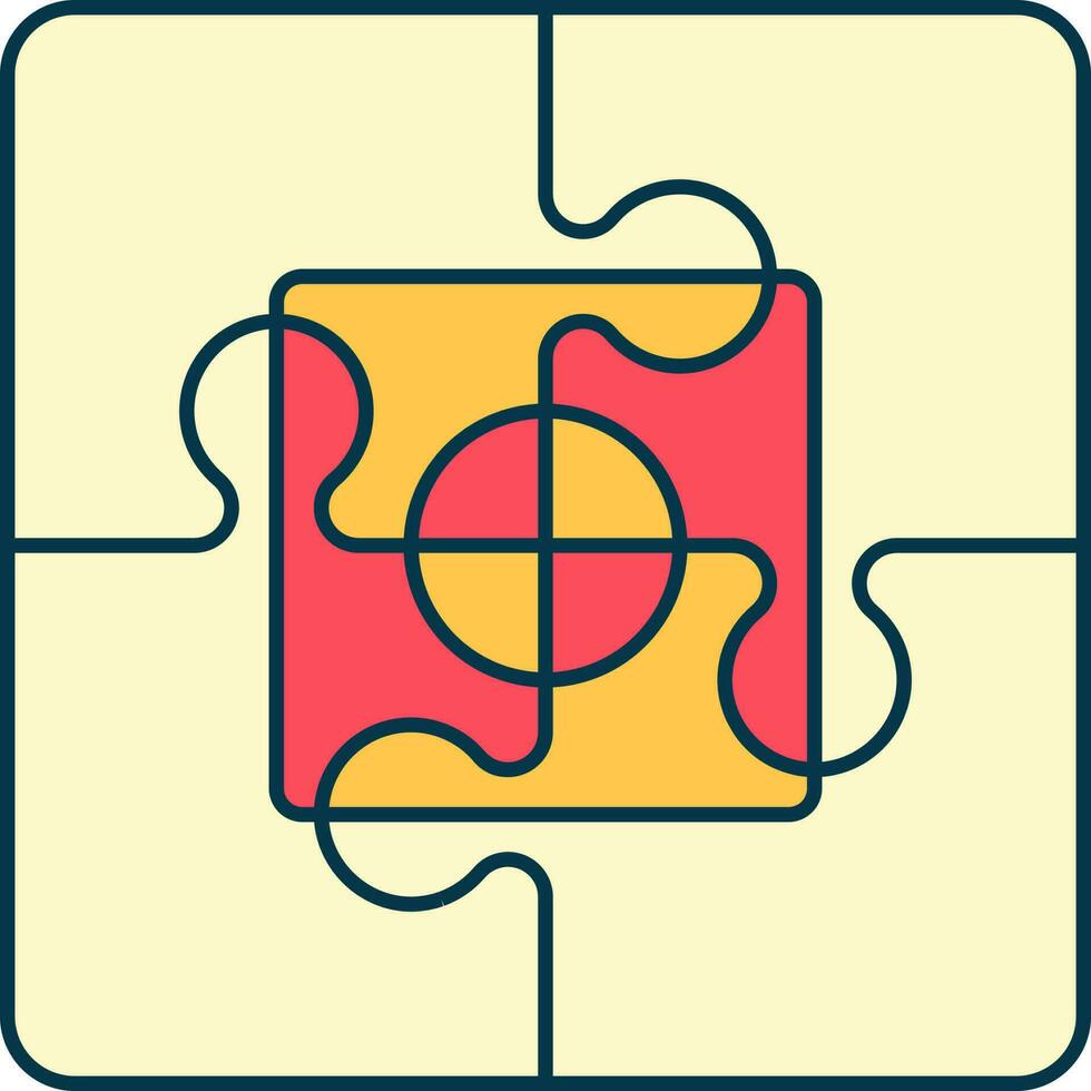 Jigsaw Puzzle Icon In Red And Yellow Color. vector