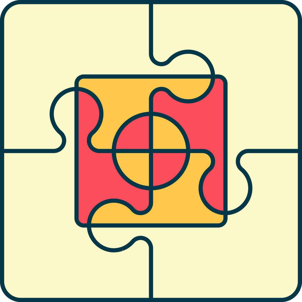 Jigsaw Puzzle Icon In Red And Yellow Color. vector