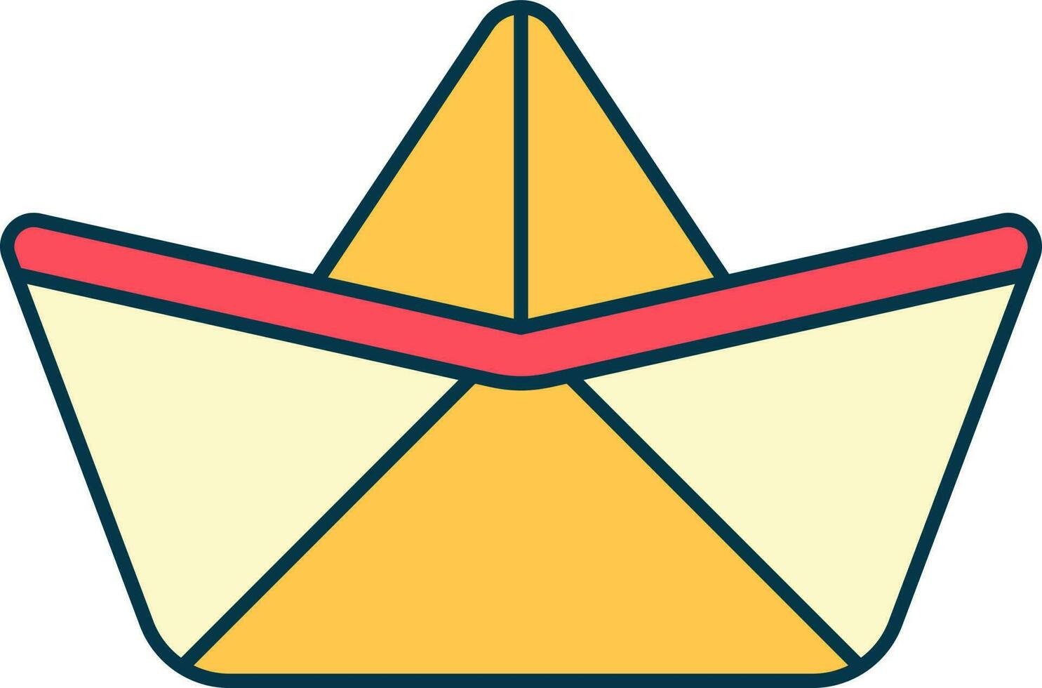 Paper Boat Icon In Red And Yellow Color. vector