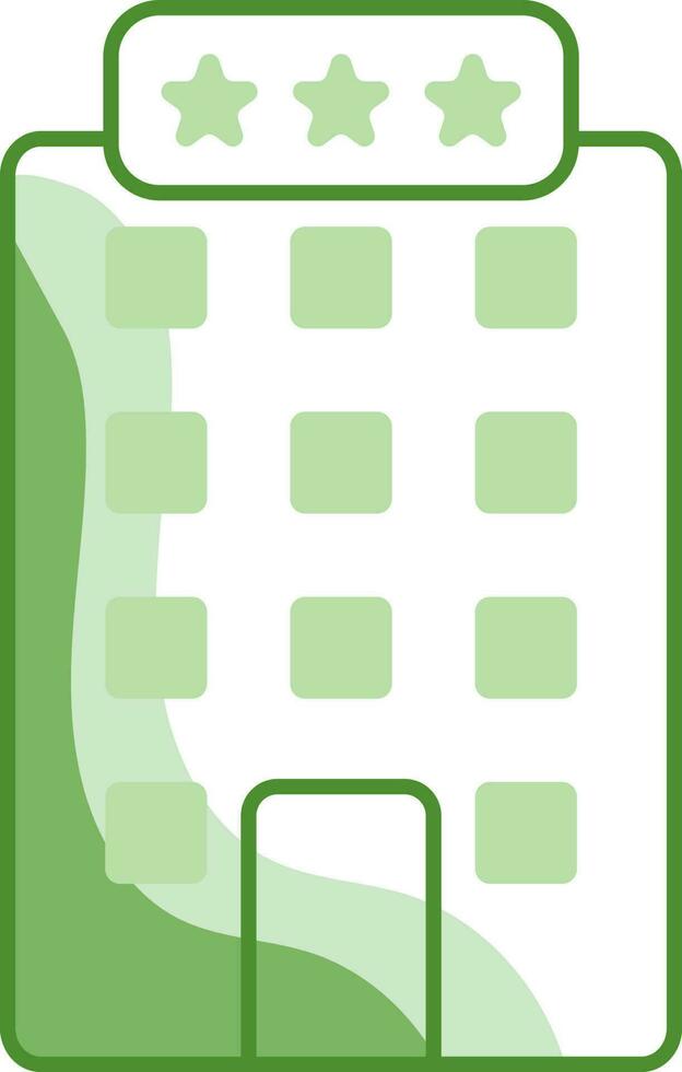 Three Star Hotel Flat Icon In Green And White Color. vector