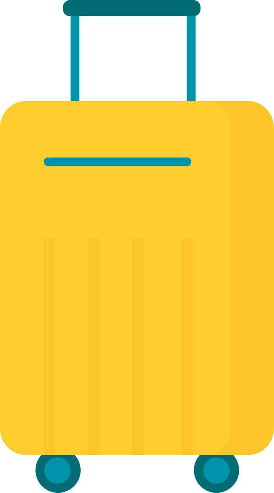Flat Style Trolley Bag Icon In Teal And Yellow Color. vector