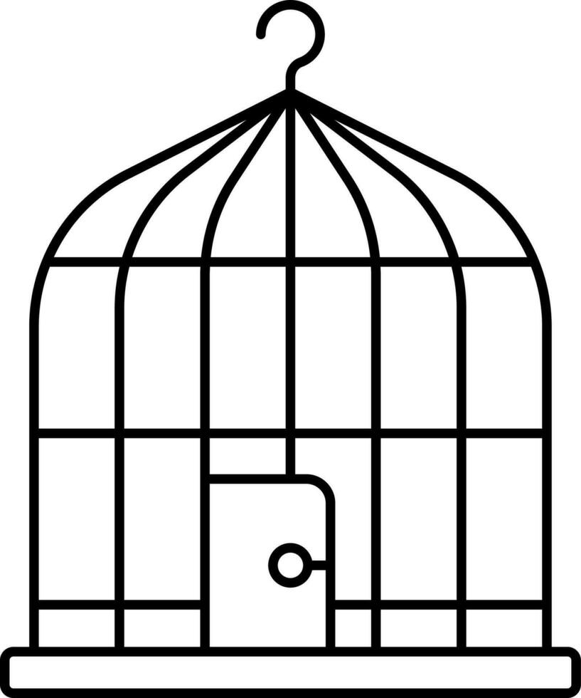 Black Stroke Bird Cage Icon Or Symbol. vector