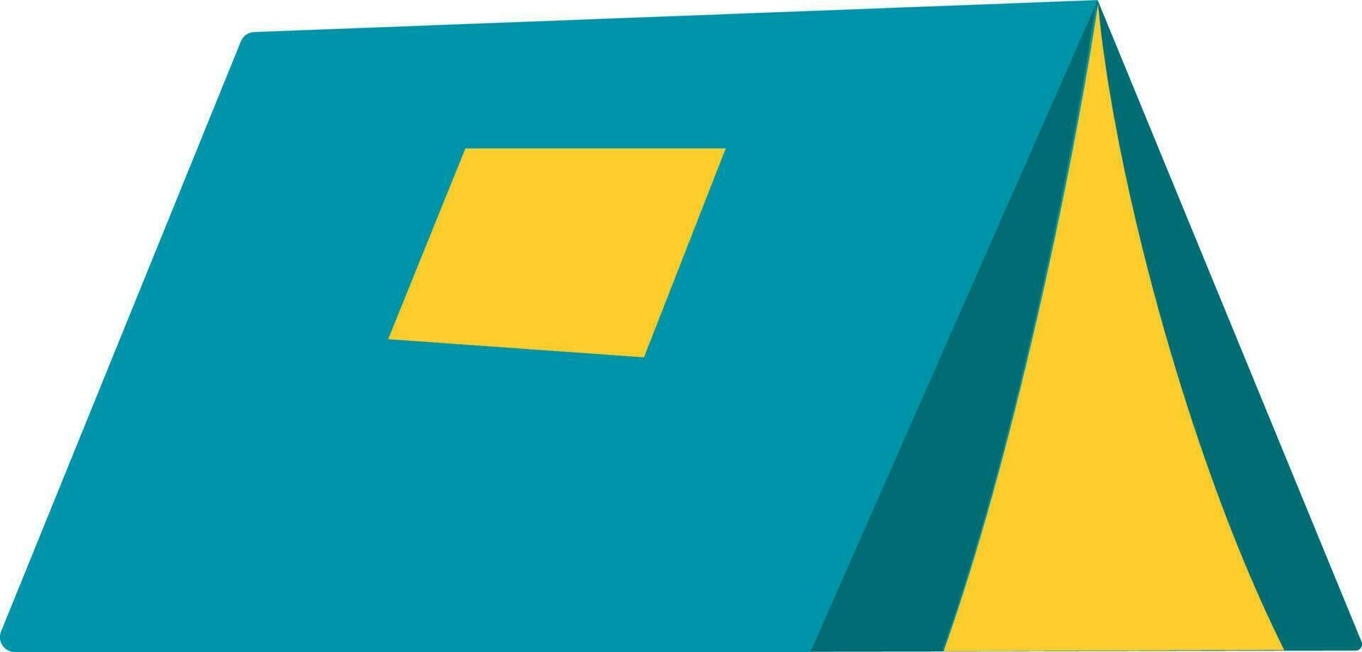 Flat Style Tent Icon In Teal And Yellow Color. vector