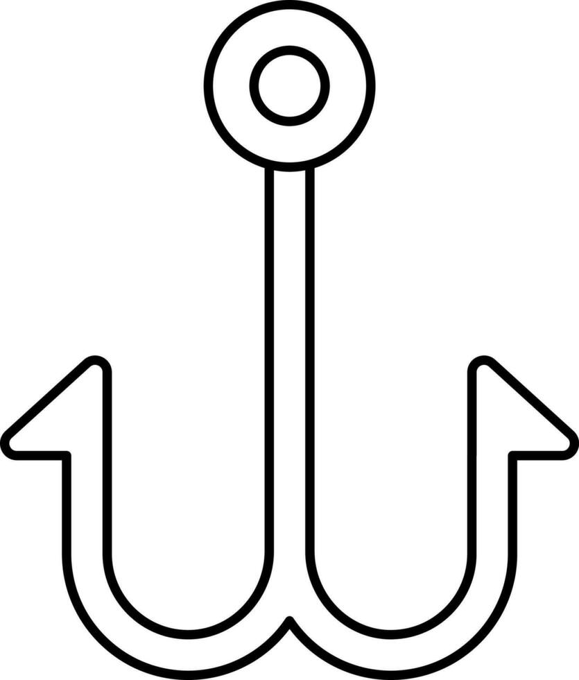 Black Line Art Illustration Of Anchor Icon. vector