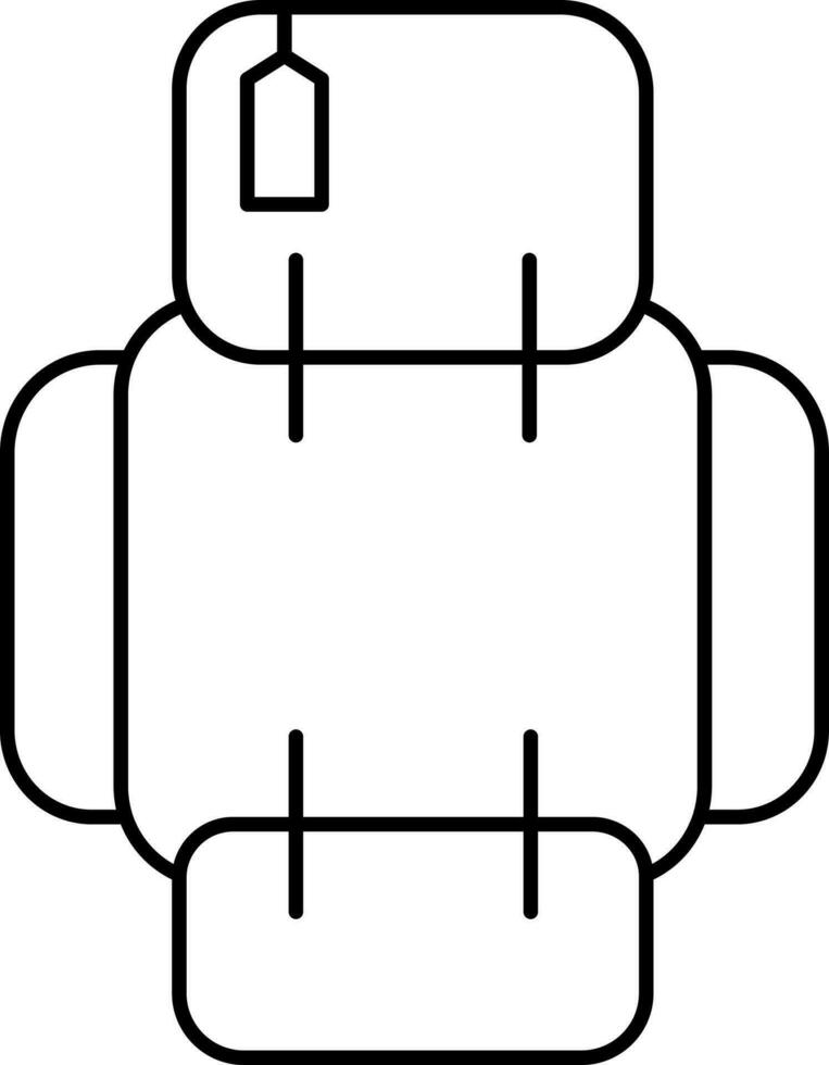 Illustration Of Backpack With Tag Icon In Thin Line Art. vector