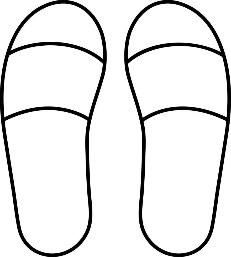 Suede Strap Slipper Icon In Black Outline. vector