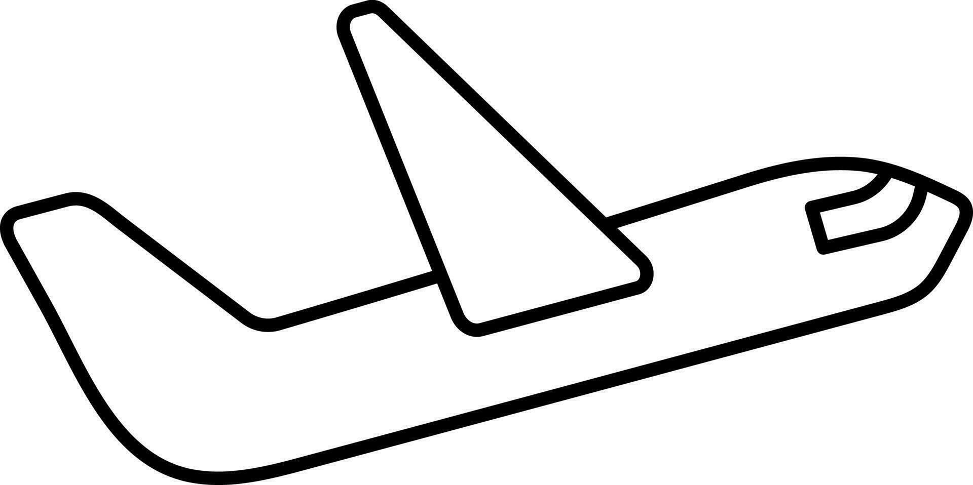 Black Outline Illustration Of Airplane Icon. vector