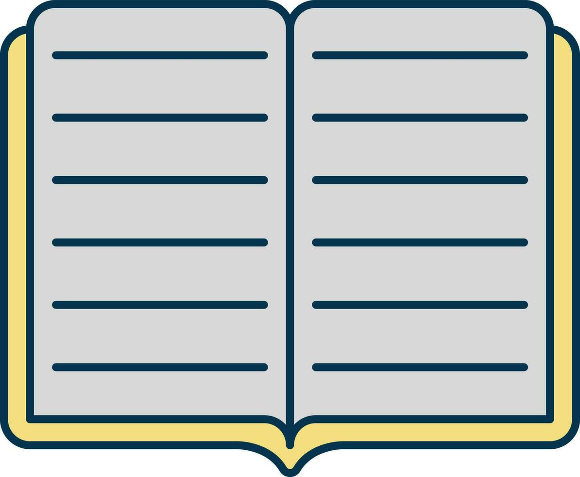 Open Book Flat Icon In Grey And Yellow Color. vector