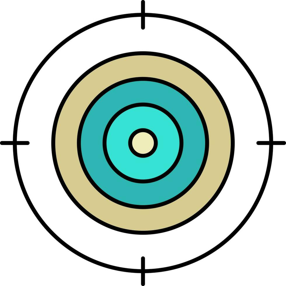 Teal And Bronze Target Point Icon Or Symbol. vector