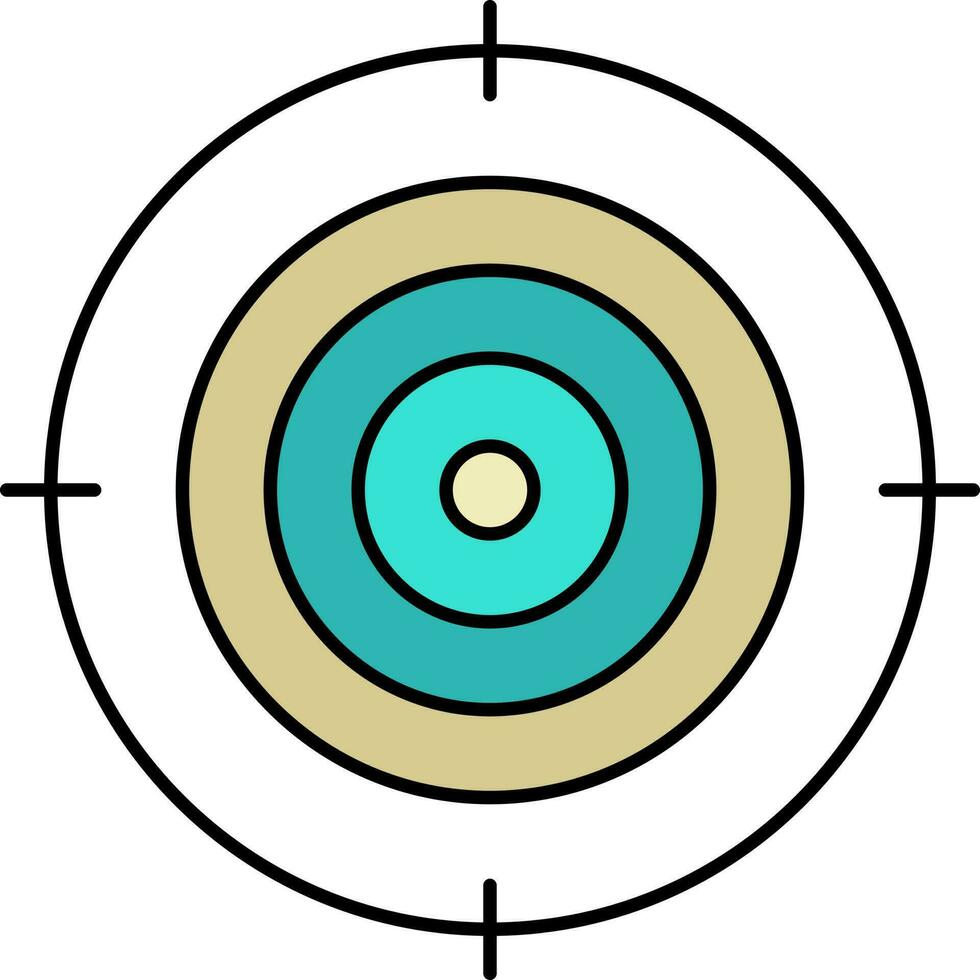 Teal And Bronze Target Point Icon Or Symbol. vector