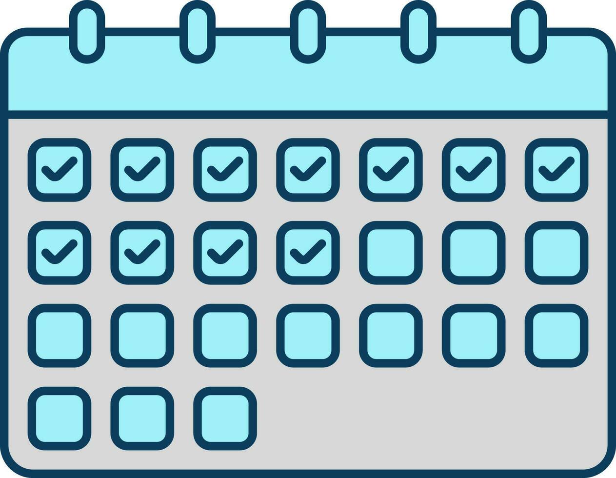 12 Day Marking Calendar Flat Icon In Grey And Turquoise Color 24159448