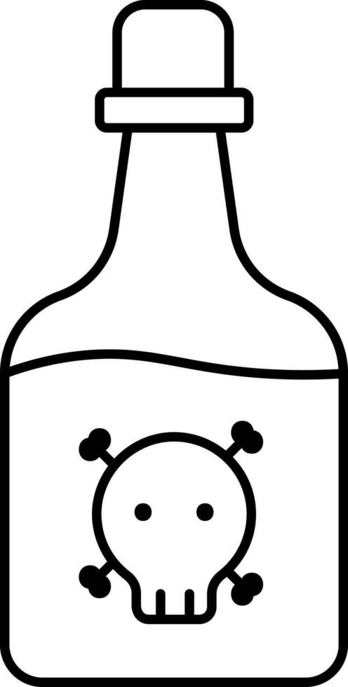 Skull With Crossbones Sign Bottle Line Art Icon. vector