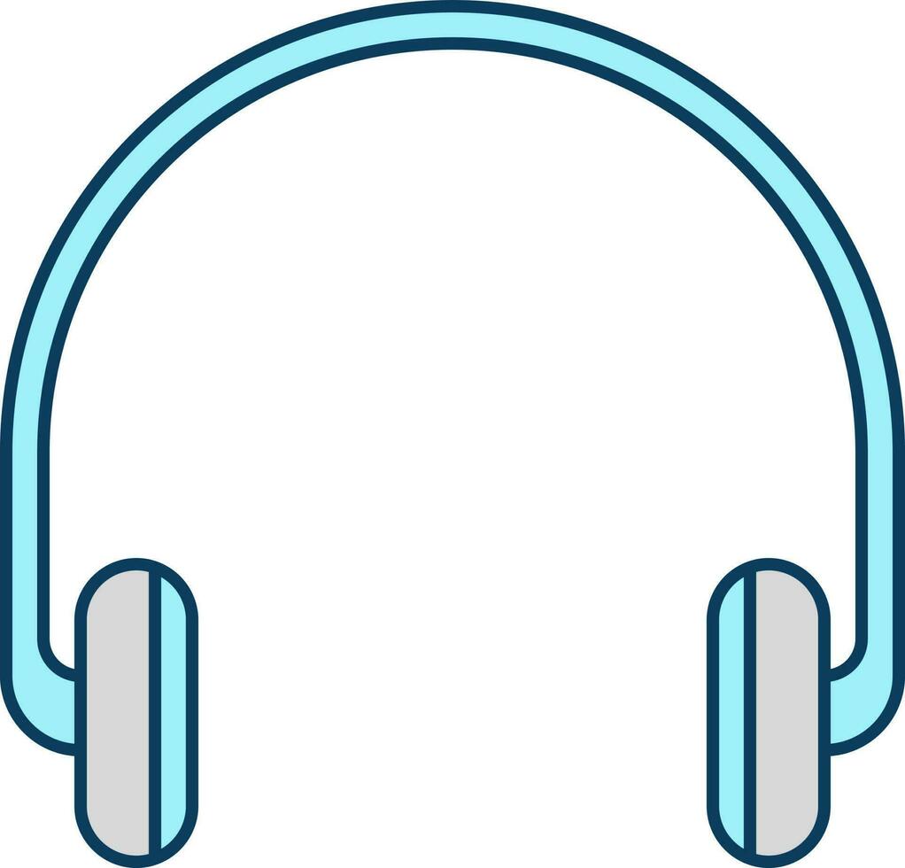Turquoise And Grey Illustration Of Headphone Flat Icon. vector