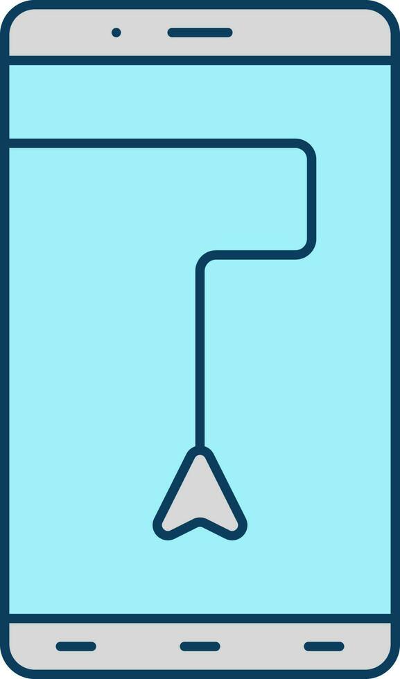 Gps Street Guide Arrow In Smartphone Screen Turquoise And Grey Icon. vector