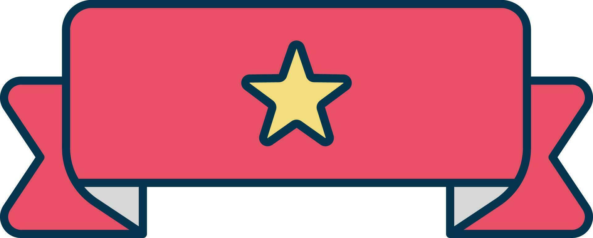 Star Ribbon Icon In Red And Yellow Color. vector