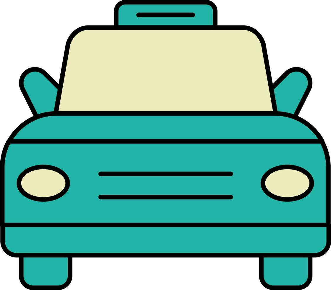 Flat Illustration Of Taxi Icon In Teal And Yellow Color. vector