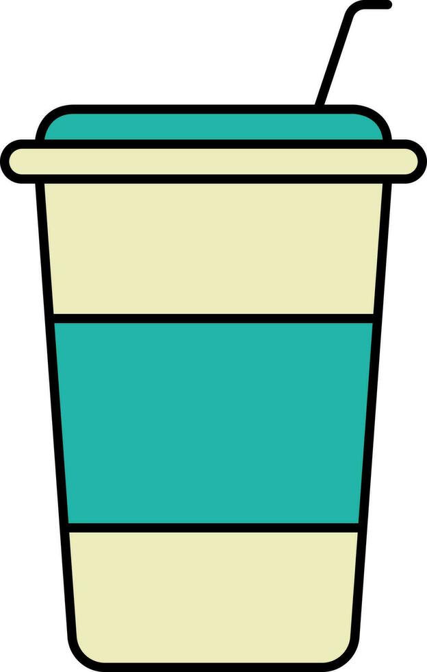 Flat Illustration Of Drink Glass Teal And Yellow Icon. vector