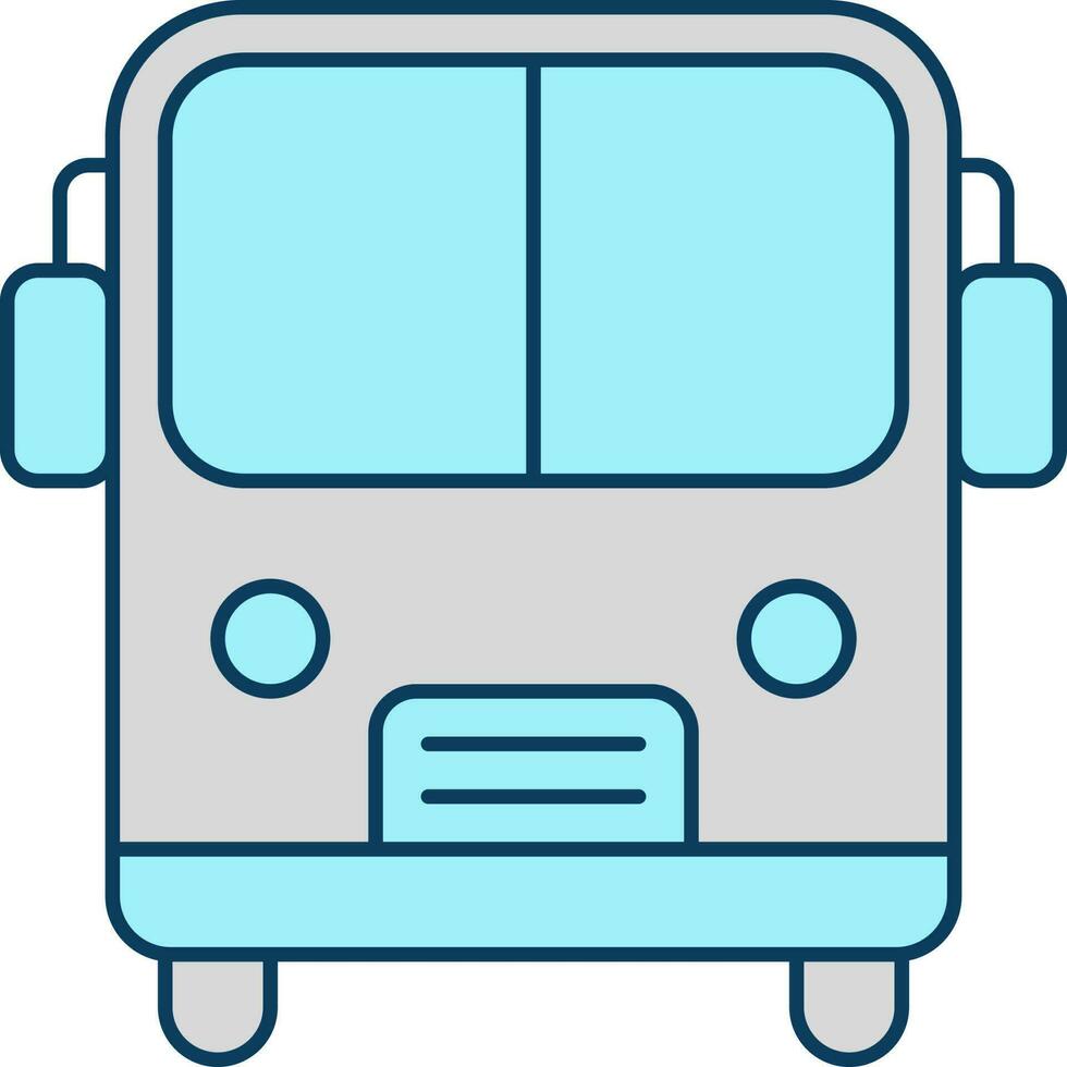 Grey And Turquoise Illustration Of Bus Flat Icon. vector