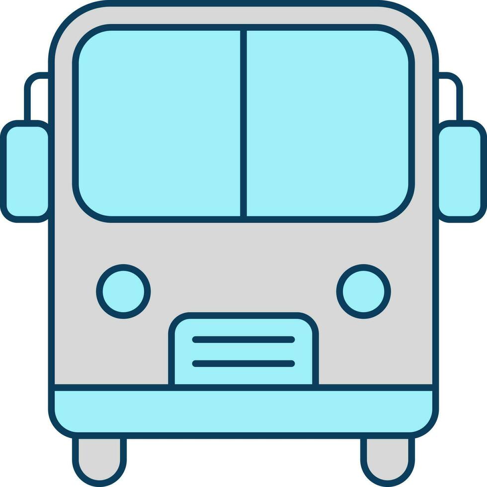 Grey And Turquoise Illustration Of Bus Flat Icon. vector