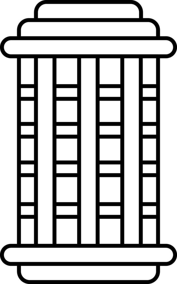 Black Thin Line Art Cylindrical Cage Icon. vector